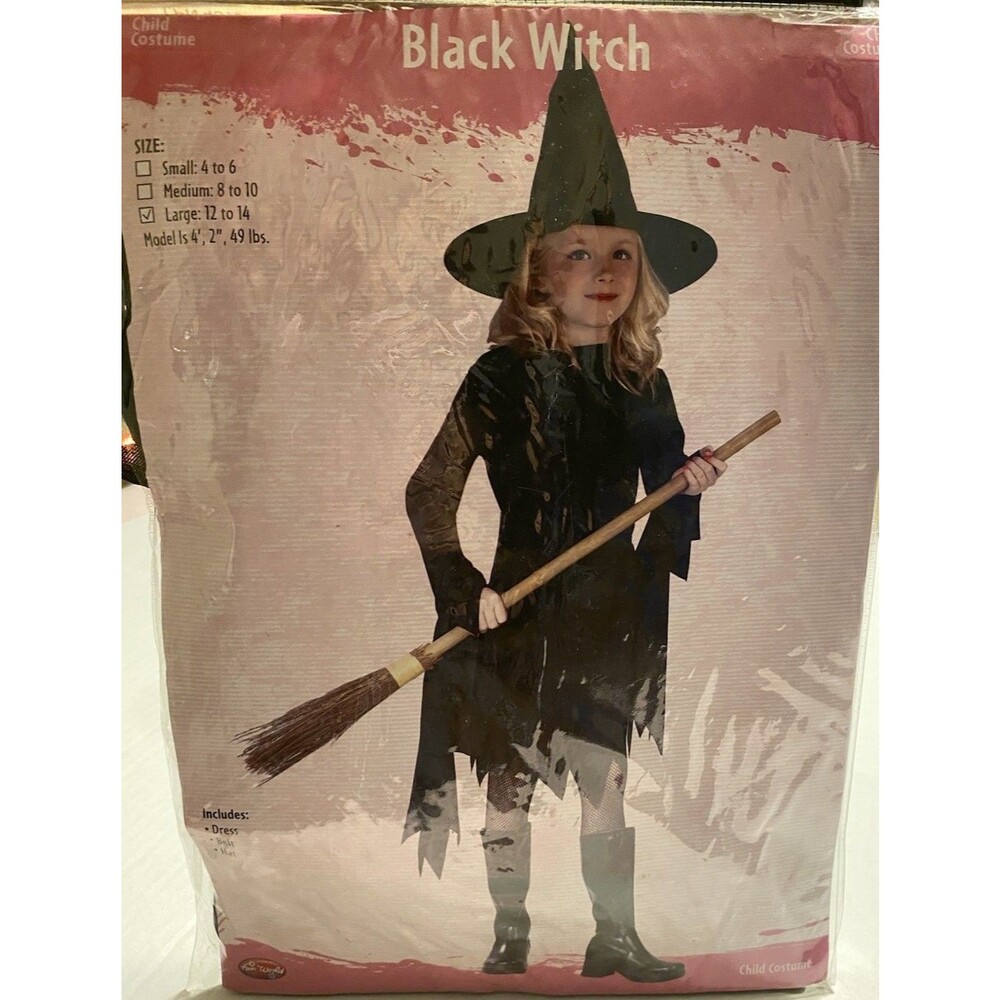 Witch Halloween Costume Cosplay Kids Youth Child Large 12-14 Fun World